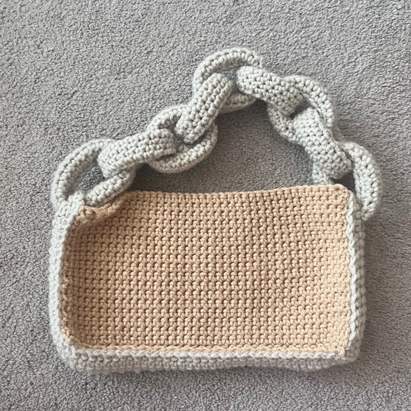 Handbags - Handcrafted Beige and Gray Crochet Bag